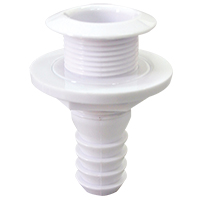 10252 - Thru-Hull w/Fl.Flange,1½'' f/Hose Ø32mm, L98mm, White
