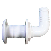 10255 - Thru-Hull Elbow 90º, Hose Ø25mm, Plastic, White