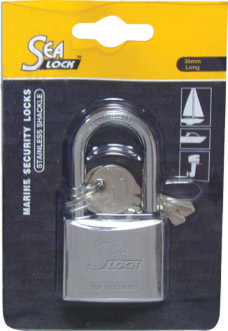 11140 - Marine Padlock, SeaLock, w/long shackle, 30m