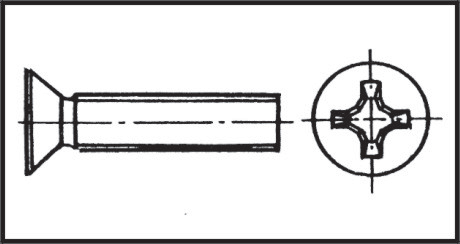 11216 - Cross slotted countersunk head screw 6x60 mm Inox 316 DIN 965 / ISO 7046