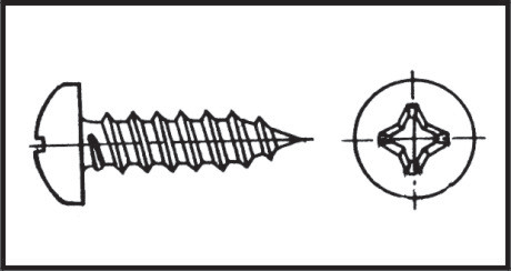11247 - Cross recessed pan head self-tapping screw 5,5x50 mm Inox 316 DIN 7981/ ISO 7049