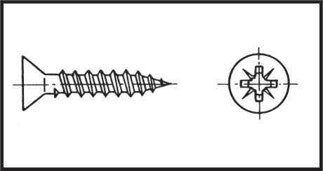 11323 - Countersunk recessed-head chipboard screw 4,5x30 mm Inox 316