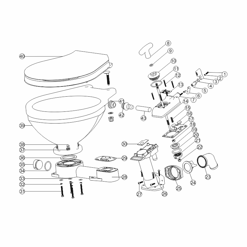 11451 - Kit E, Base to Bowl Mounting Kit for manual toilet LT-0 & LT-1
