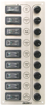 31297 - Switch panel ''Sp9 Ultra'', 9 waterproof switches, Inox 316, 12/24V