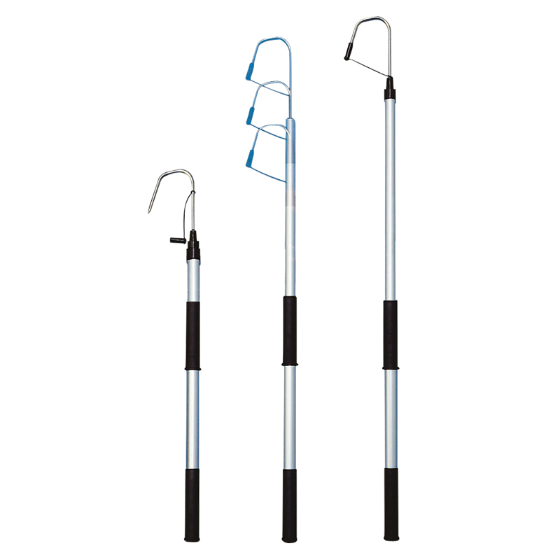 31408 - Telescopic Gaff w/ Anod. Alumin. Pole Ø30mm, L.800-1205mm & Inox Hook Ø8mmxW.100mm