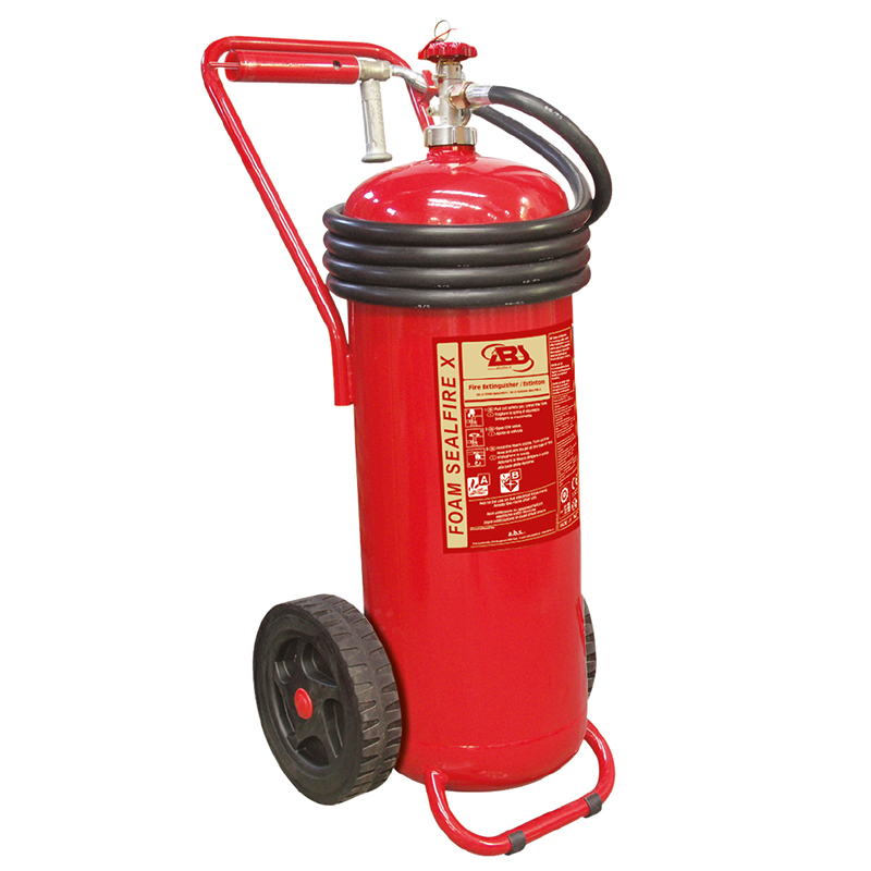 45492 - Fire Extinguisher Wheeled,PFOS/PFOA Free  Foam, 50L,Stored Pressure,w/Hose,Horn&Nozzle,SOLAS/MED(EN