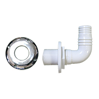 70601 - Thru-Hull Elbow 90º, Hose Ø25mm, Scr.Flange, Chromed