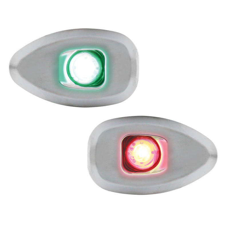 74361 - MICRO LED 12 Starboard&Port Lights 112,5°,Side&Flush mount.,Set,Chrome Hous.,w/out holes