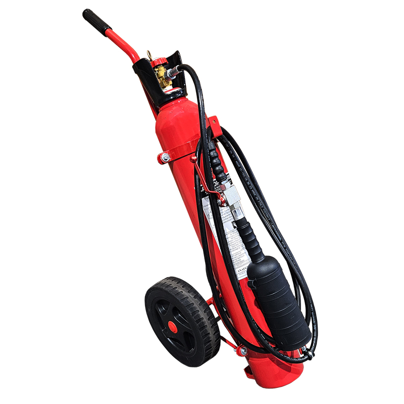 75375 - Fire Extinguisher Wheeled, CO2, 10kg, w/Hose, Horn & Nozzle, SOLAS/MED (EN,FR,ES,PT)