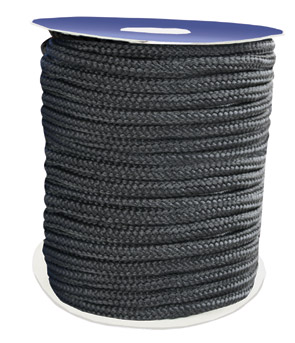 90830 - Mooring 16-Strand Double Braided Rope, 12mm, Polyester, black