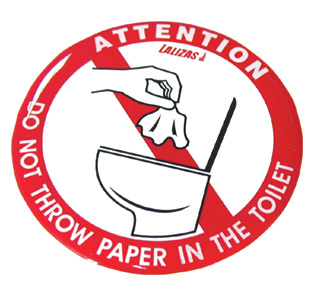 Lalizas 95758 - Silicone Sticker 80mm - 'No paper in the toilet'